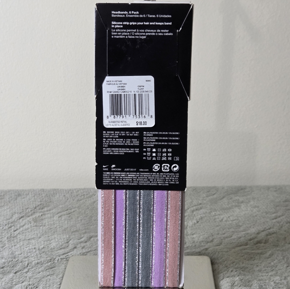 * Nike Women's Swoosh 6 Pack Metalli Headbands Gray, Purple And Peach OS - Picture 2 of 6
